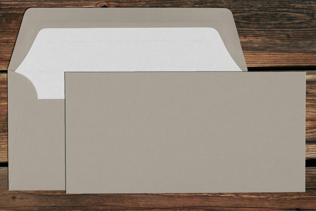 Briefhüllen mit Seidenfutter DL 110x220 mm Nassklebend Taupe gerippt 100 g/qm